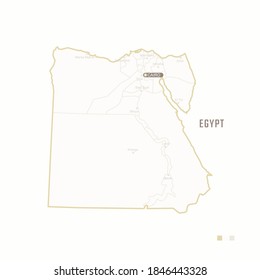 Map of Egypt with border, cities and capital Cairo. Each city has separately for your design. Vector Illustration