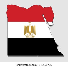Map of Egypt, Filled with the National Flag
