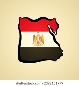 Mapa de Egipto con bandera y contorno negro.
