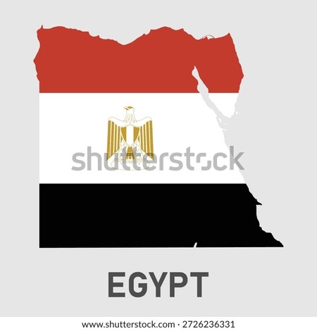 Map of Egypt in Egypt flag colors flat vector icon. Isolated Egypt national flag Egypt maps in original, 28 February Independence Day. Map silhouette. Vector illustration.