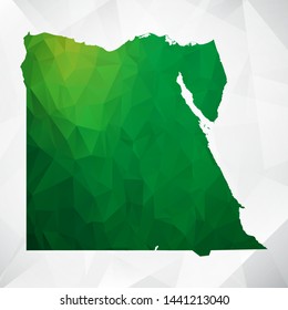 Map of Egypt - Green Geometric Rumpled Triangular , Polygonal Design For Your . Vector illustration eps 10.