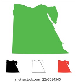 Map of Egypt in  Green and white and red colors White background  Vector Design