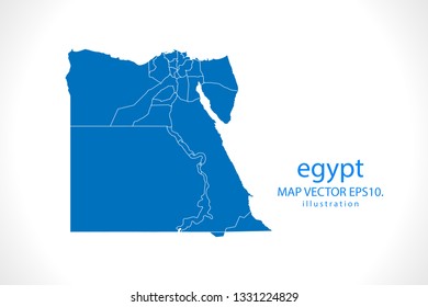 Map of egypt - High detailed blue map on white background. Abstract design vector illustration