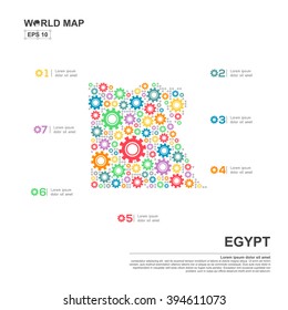 Map Of Egypt Infographic design template with gear chain