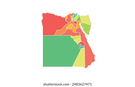 Map of Egypt isolated modern colorful style. for website layouts, background, education, precise, customizable, Travel worldwide, map silhouette backdrop, earth geography, political, reports. 