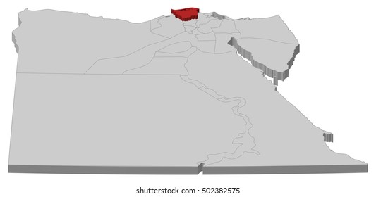 Map - Egypt, Kafr el-Sheikh - 3D-Illustration