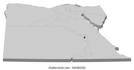 Map - Egypt, Luxor - 3D-Illustration