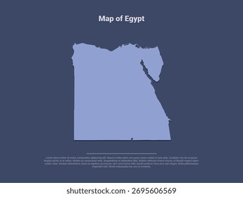  Mapa de Egipto, silueta de Vector minimalista en azul suave sobre fondo oscuro