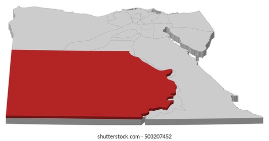 Map - Egypt, New Valley - 3D-Illustration