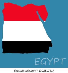 Map of Egypt with an official flag. Illustration on white background