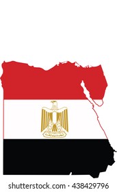 Map of Egypt with an official flag. Illustration on white background