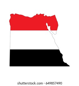 Map of Egypt with an official flag. Illustration on white background
