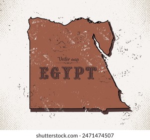 Map of Egypt in the old style, brown graphics in retro western style.