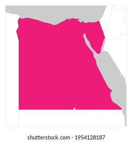 Map of Egypt pink highlighted with neighbor countries