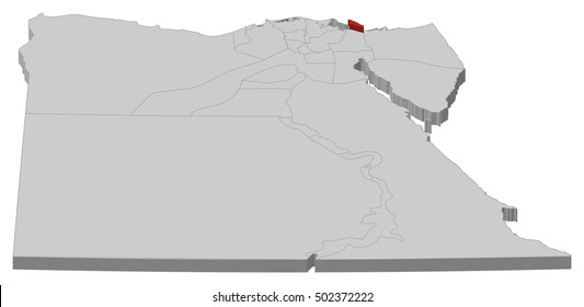 Map - Egypt, Port Said - 3D-Illustration