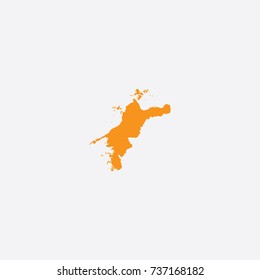 Map of Ehime Prefecture - Japan Vector Illustration