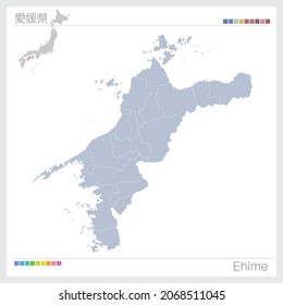 Map of Ehime. Map of prefectures in Japan