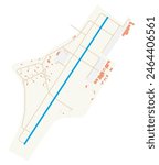 Map of Eindhoven Airport (Netherlands). IATA-code: EIN. Airport diagram with runways, taxiways, apron, parking areas and buildings. Map Data from OpenStreetMap.