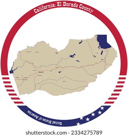 Map of El Dorado County in California, USA arranged in a circle.