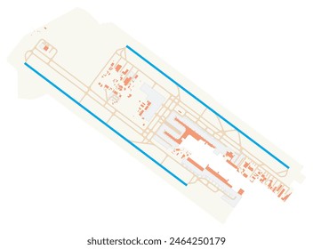 Map of El Dorado International Airport (Colombia). IATA-code: BOG. Airport diagram with runways, taxiways, apron, parking areas and buildings. Map Data from OpenStreetMap.