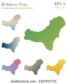 Map of El Hierro with beautiful gradients. Appealing set of island maps. Indelible vector illustration.