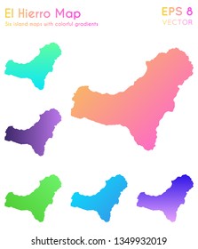 Map of El Hierro with beautiful gradients. Appealing set of island maps. Interesting vector illustration.