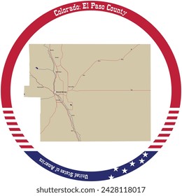 Map of El Paso County in Colorado, USA arranged in a circle.