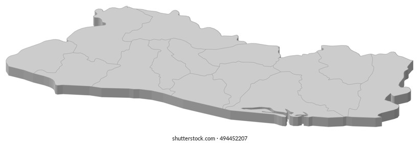 Map - El Salvador - 3D-Illustration