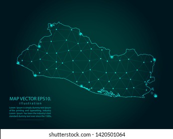 Map of el Salvador - Abstract mash line and point scales on dark gradient background. Wire Frame 3D mesh polygonal network line, design sphere, dot and structure. Vector illustration eps 10.