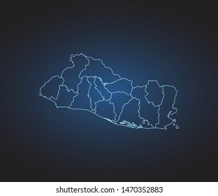 Map of El Salvador - Abstract mash line and point scales on circuit dark background. symbol for your web site design map logo, app, ui,Travel. Vector illustration eps 10.