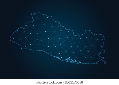 Map of el Salvador , Abstract mash line and point scales on dark background for your web site design map logo, app, ui,Travel. Vector illustration eps 10.