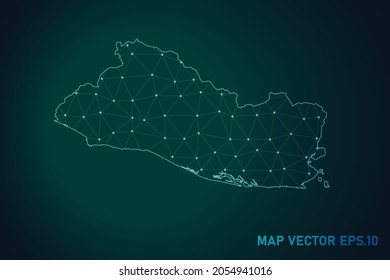 Map of el Salvador - Abstract mash line and point scales on dark gradient background. Wire Frame 3D mesh polygonal network line, design sphere, dot and structure. Vector illustration eps 10.