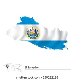 Map of El Salvador with flag - vector illustration