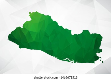 Map of El Salvador - Green Geometric Rumpled Triangular , Polygonal Design For Your . Vector illustration eps 10