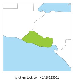 Map of El Salvador green highlighted with neighbor countries.