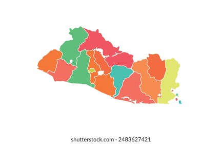 Map of el salvador isolated modern colorful style. for website layouts, background, education, precise, customizable, Travel worldwide, map silhouette backdrop, earth geography, political, reports. 