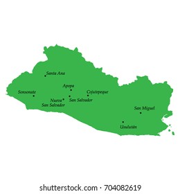 map of El Salvador with main cities