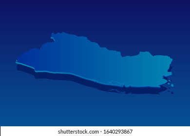 map of El Salvador on blue background. Vector modern isometric concept greeting Card illustration eps 10.