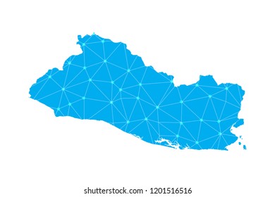 Map of El Salvador from Polygonal wire frame low poly mesh,El Salvador map  Vector Illustration EPS10.
