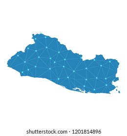 Map of El Salvador from Polygonal wire frame low poly mesh,El Salvador map Vector Illustration EPS10.