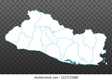 Map of El Salvador. Vector illustration on transparent background. Items are placed on separate layers and editable. Vector illustration eps 10.