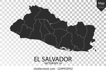 Map of El Salvador , vector illustration eps 10 on transparent background.