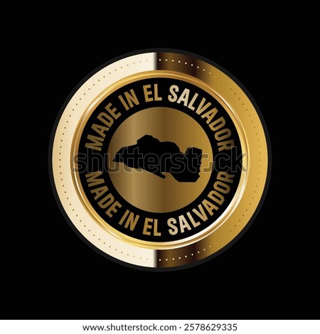 Map of El Salvador. Vector illustration. Logo, Icon, and Symbol. El Salvador map gold seal. 