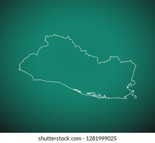 Map of El Salvador,Green map on dark background. Vector illustration eps 10.