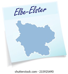 Map of Elbe-Elster as sticky note in blue
