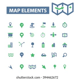 ícones de elementos de mapa
