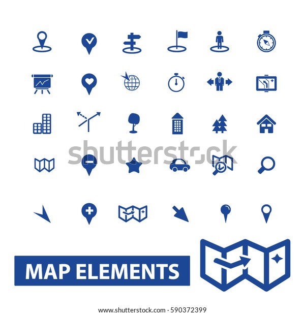 Map Elements Icons Stock Vector (Royalty Free) 590372399 | Shutterstock