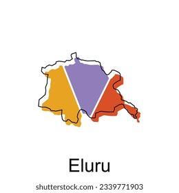 mapa de la plantilla de diseño de Eluru con el estilo de esbozo gráfico aislado en fondo blanco