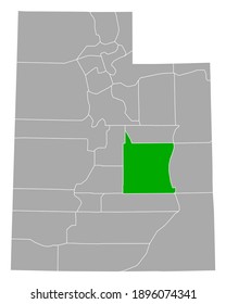 Map of Emery in Utah on white