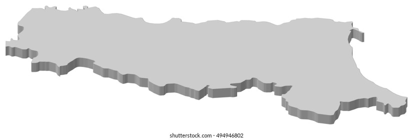 Map - Emilia-Romagna (Italy) - 3D-Illustration